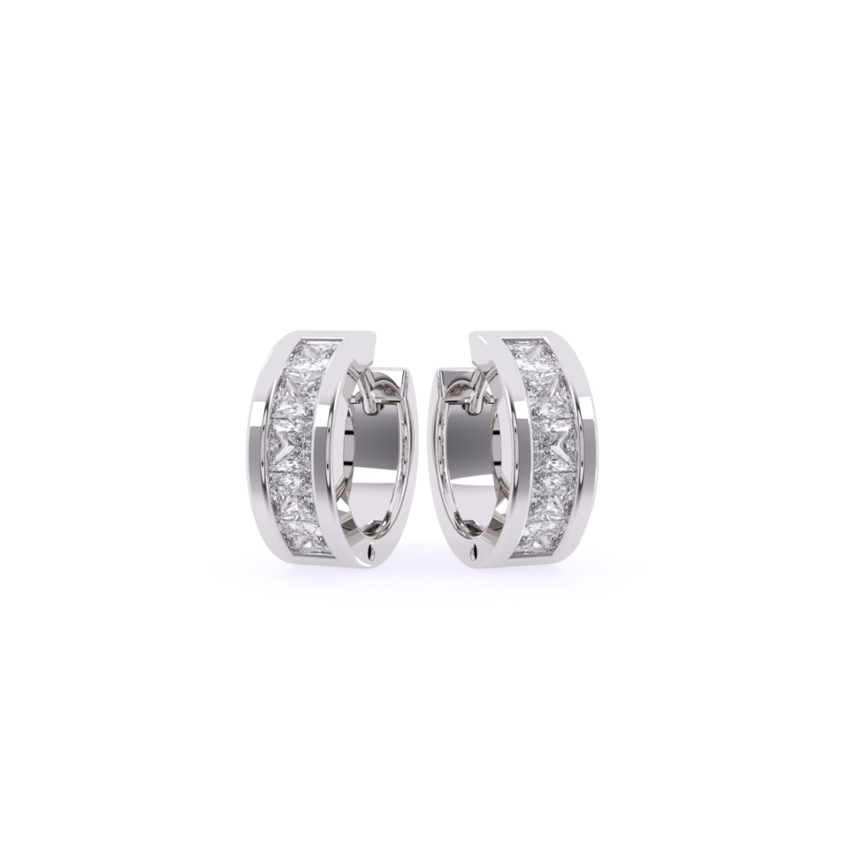 Channel Set Princess Lab Grown Hoop Earrings